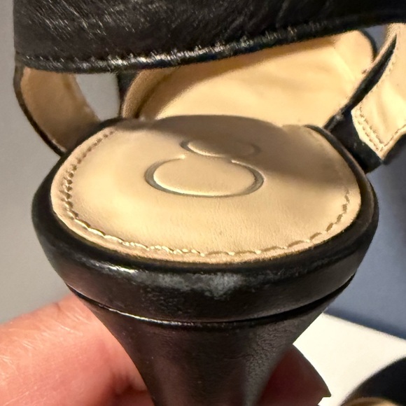 Calvin Klein Latin Pointed Toe Black Slingback Asymmetrical Strap Pumps - Picture 7 of 9